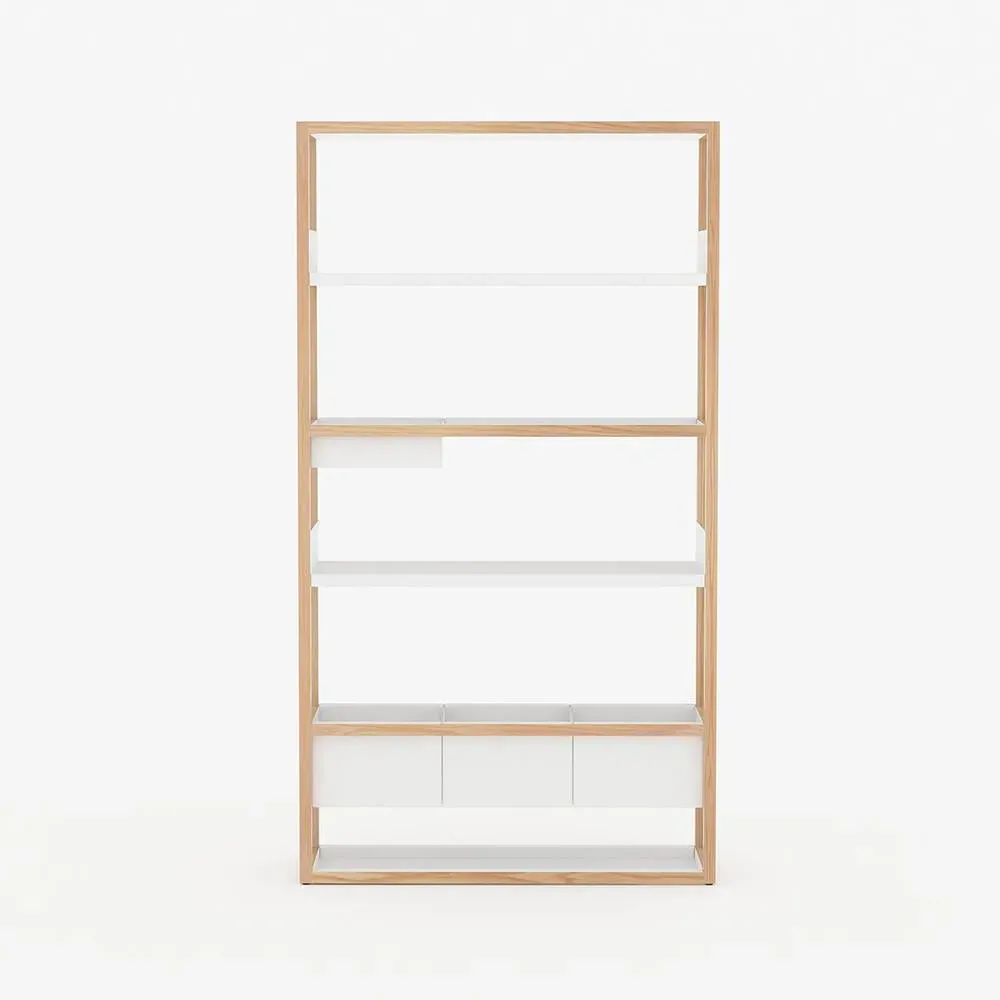 Tall Modular Shelving with Storage - Oak, Steel
