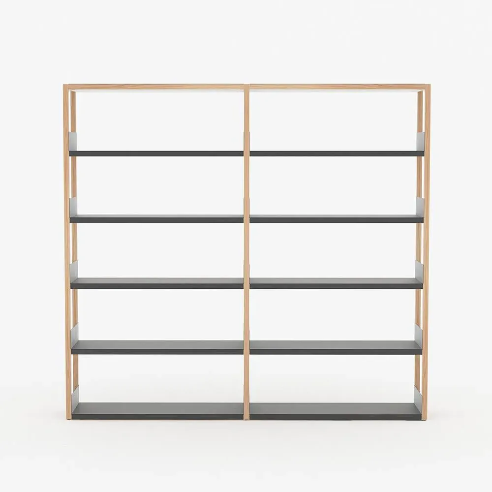 Tall Modular Shelving with Storage - Oak, Steel