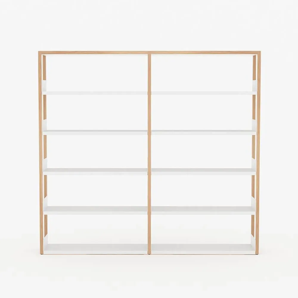 Tall Modular Shelving with Storage - Oak, Steel