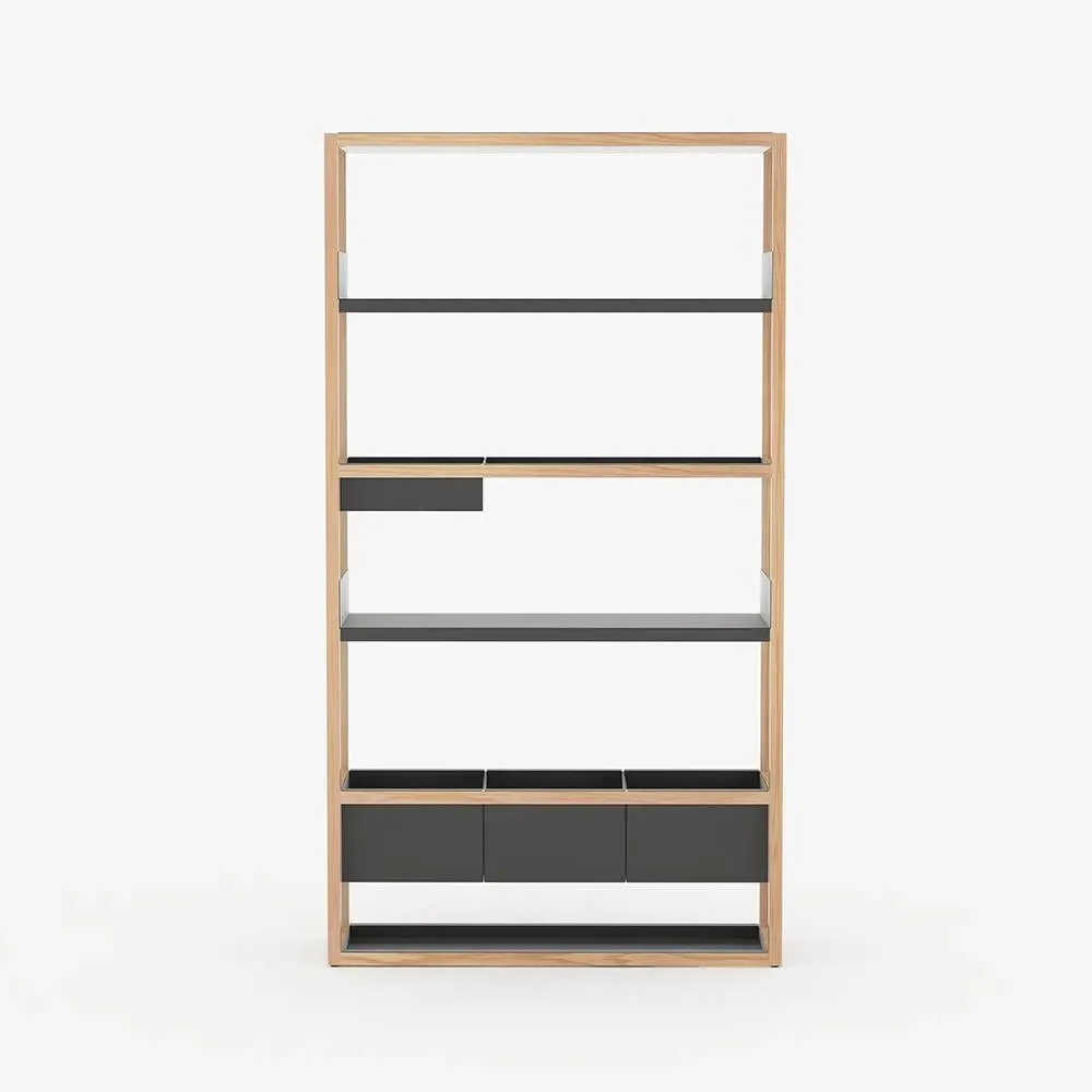 Tall Modular Shelving with Storage - Oak, Steel