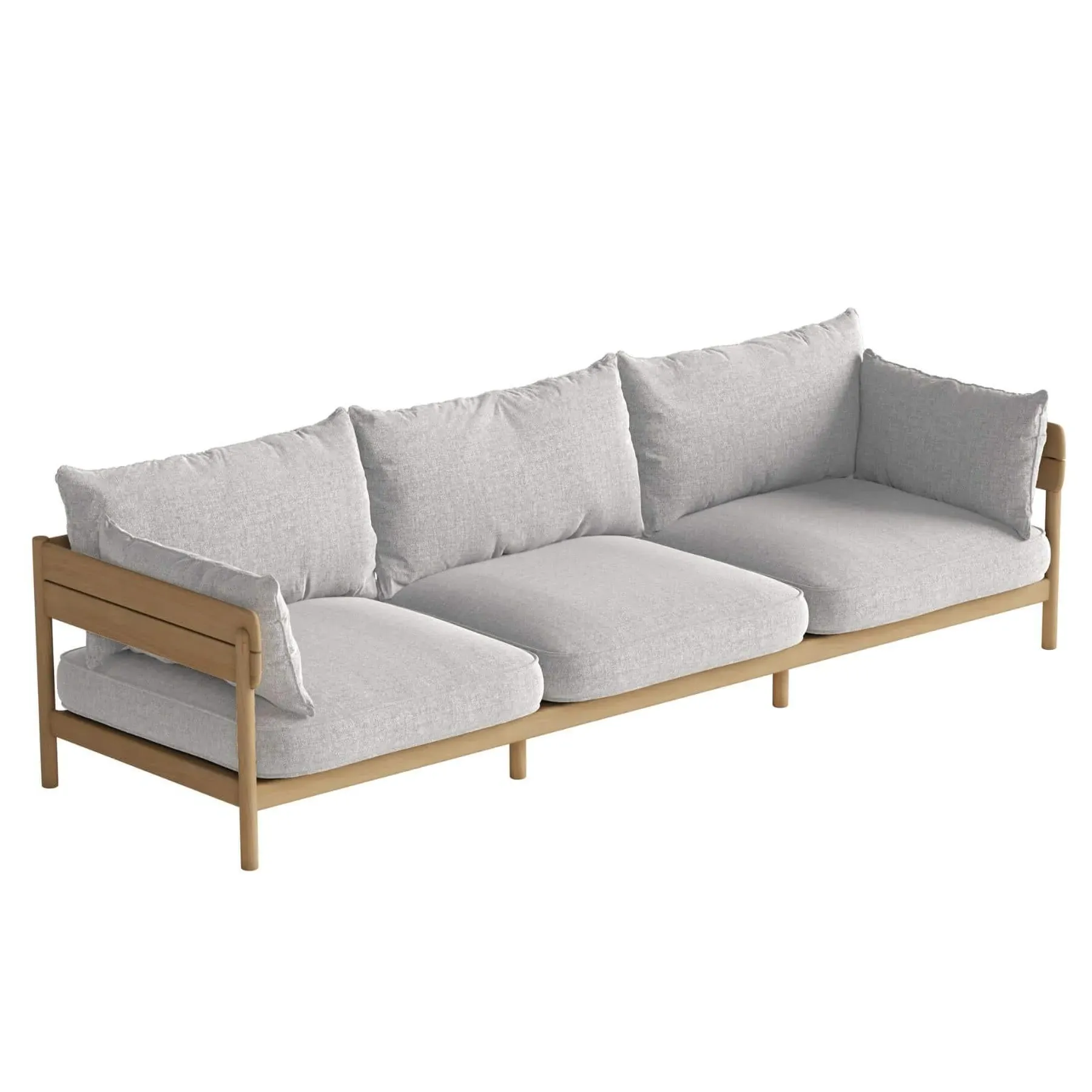 Tanso 3-Seater Sofa - Grey, Teak