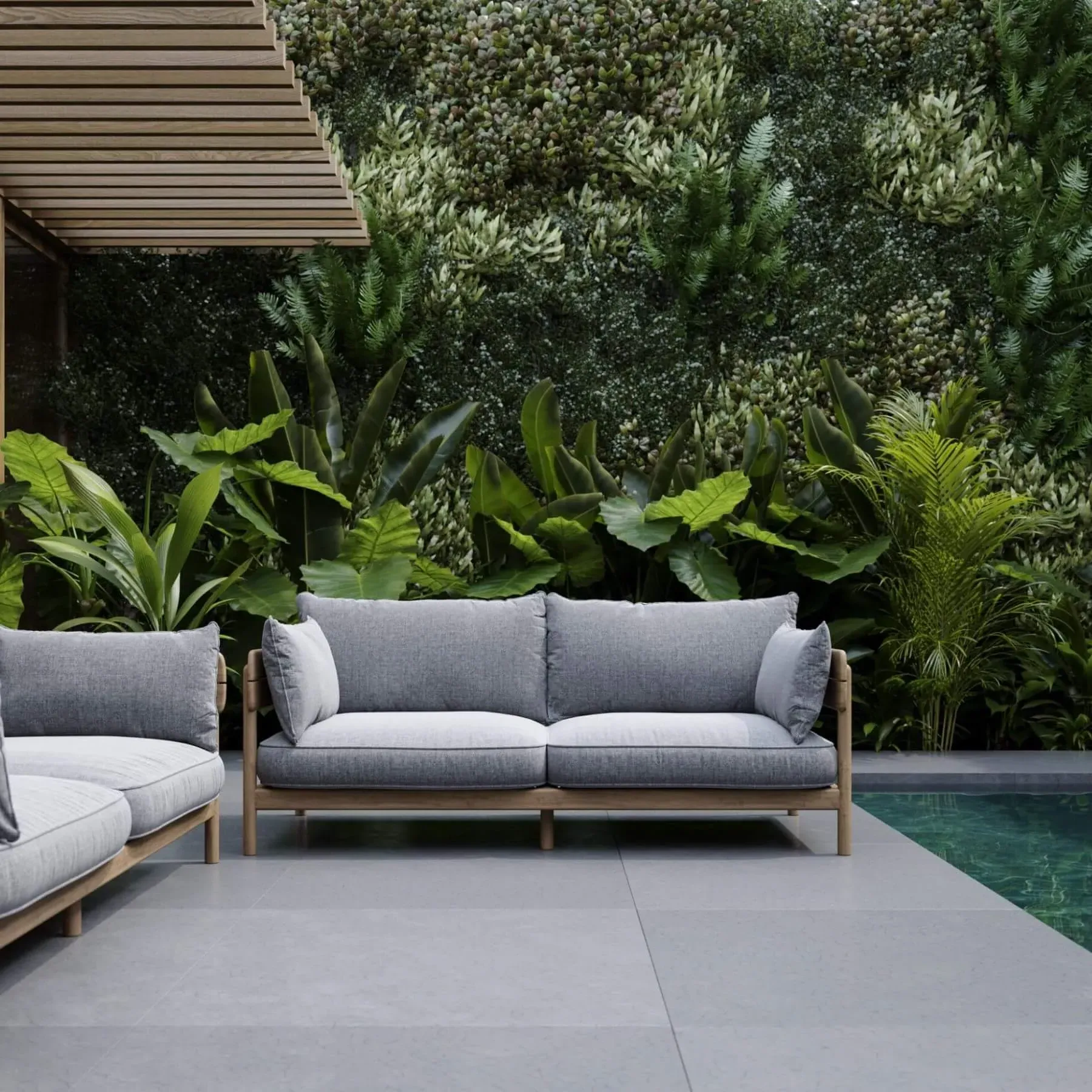 Tanso 3-Seater Sofa - Grey, Teak