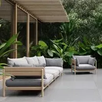 Tanso Lounge Collection with Cushions - Teak, Grey
