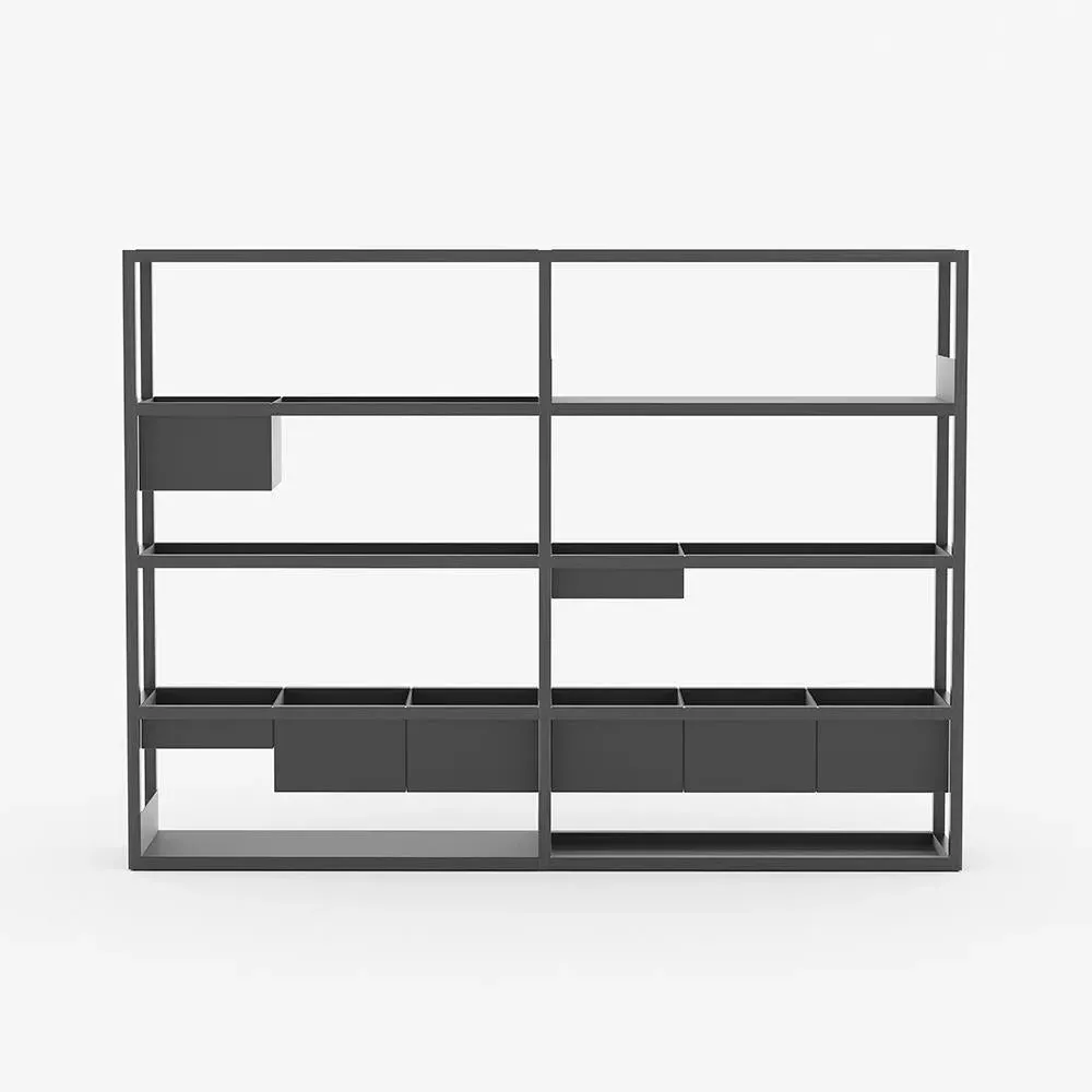 Wide Modular Shelving with Storage - Black, Steel