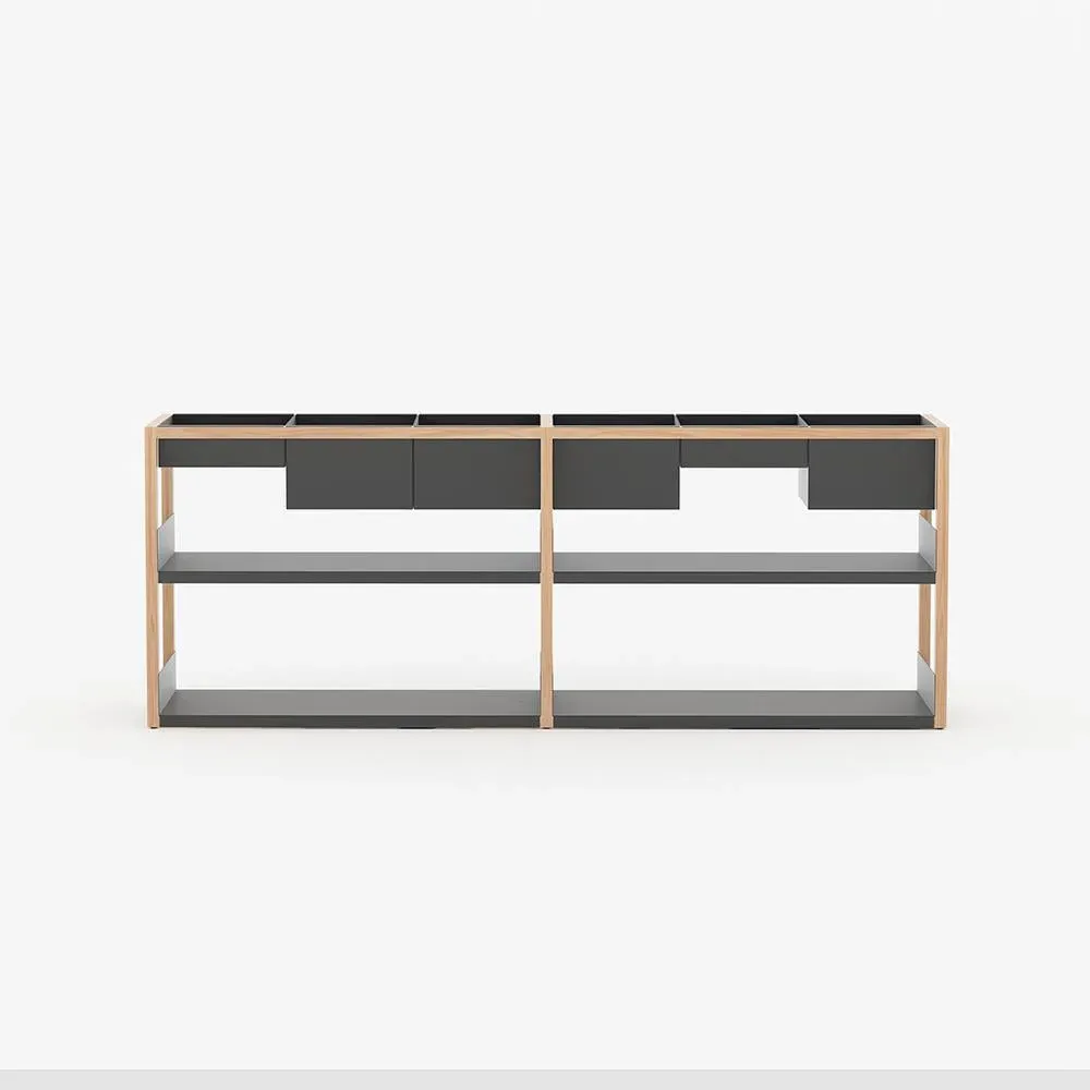 Wide Modular Shelving with Storage - Black, Steel
