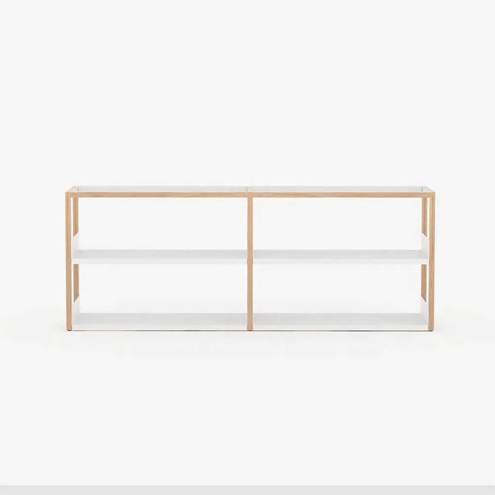 Wide Modular Shelving with Storage - Oak, Steel