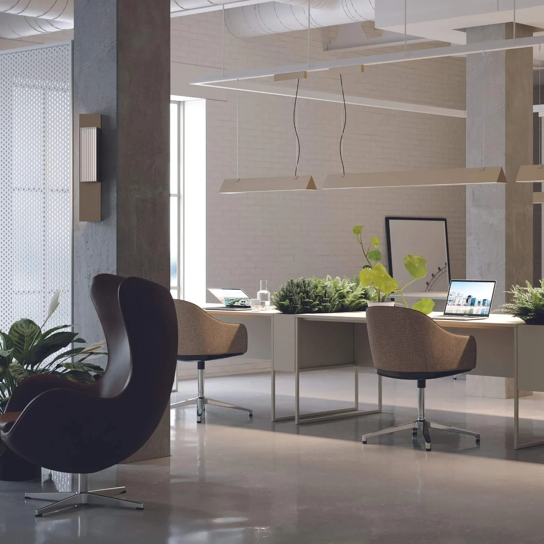 Double Wall Light with Ribbed Diffuser - Copper