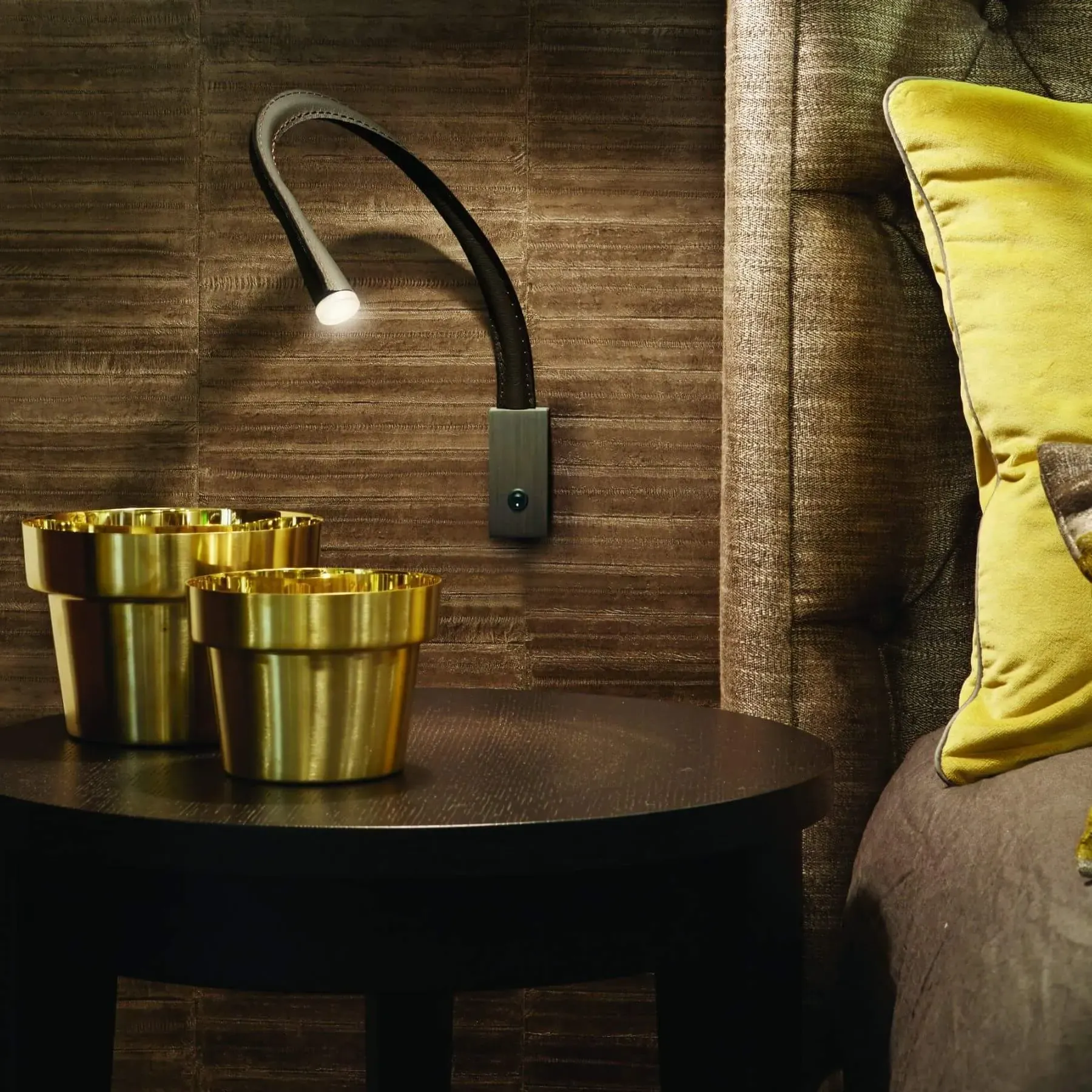 Flexible Wall Light with Switch - Brown, Leather