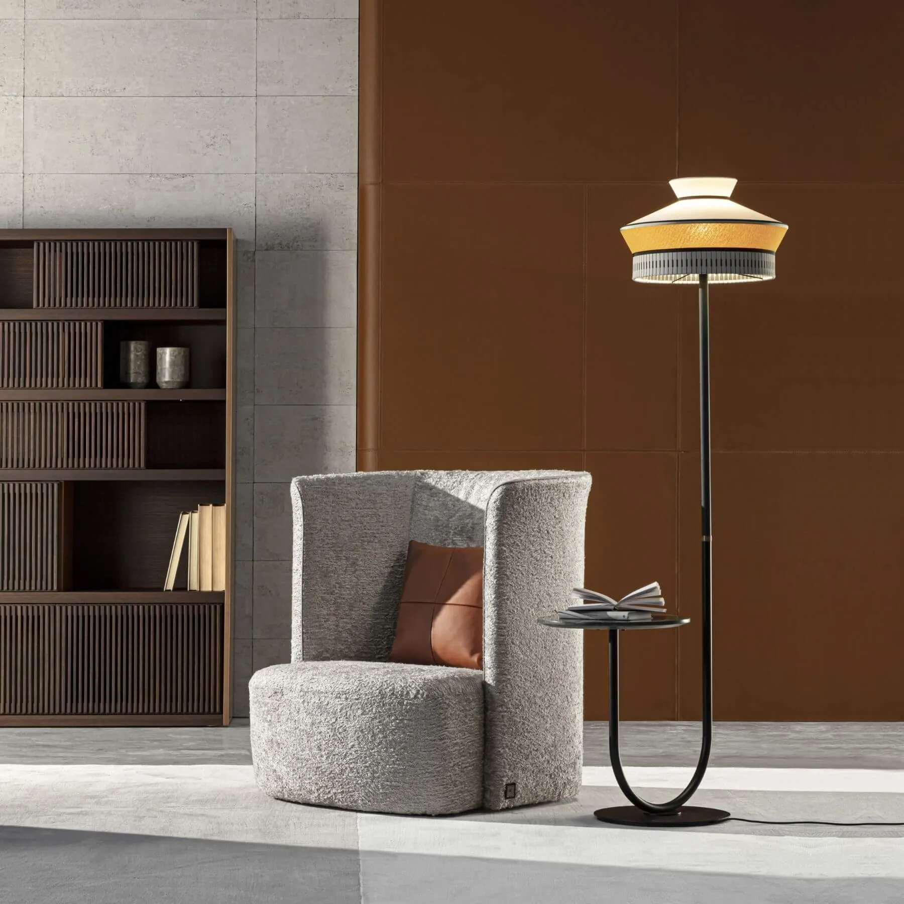 Floor Lamp with Table - Guadaloupe, Marble