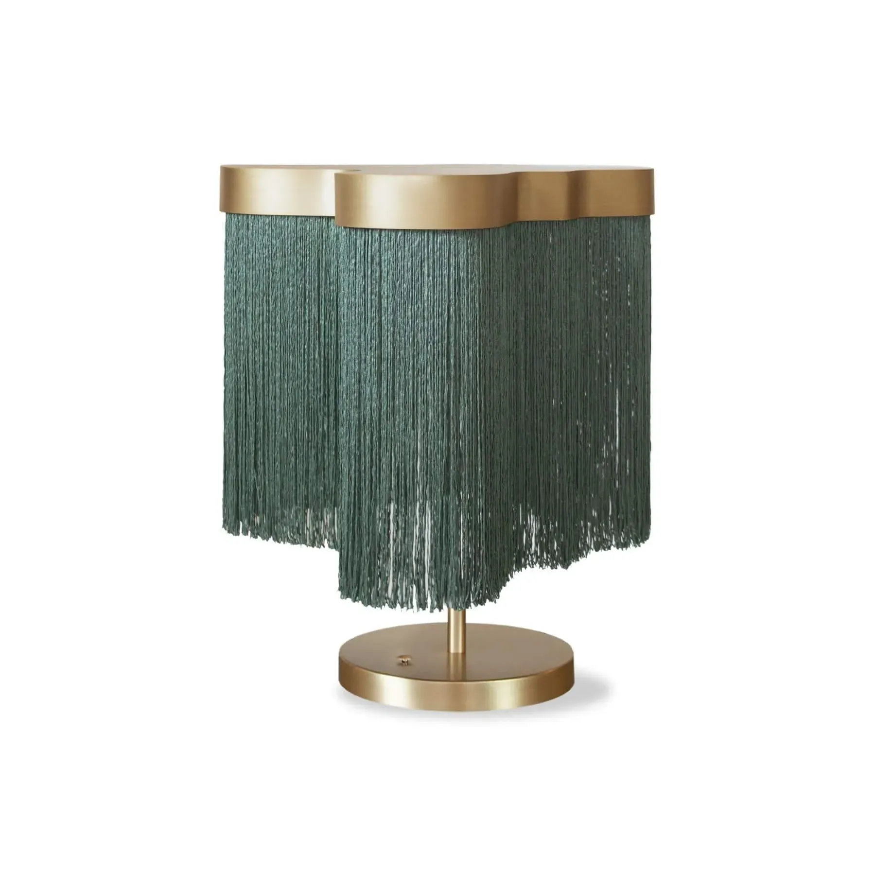 Fringed Table Lamp with Dimmer - Sage Green, Brass