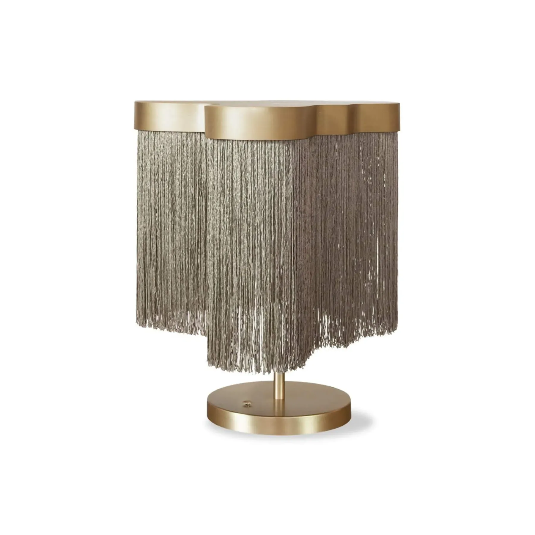 Fringed Table Lamp with Dimmer - Sand, Brass