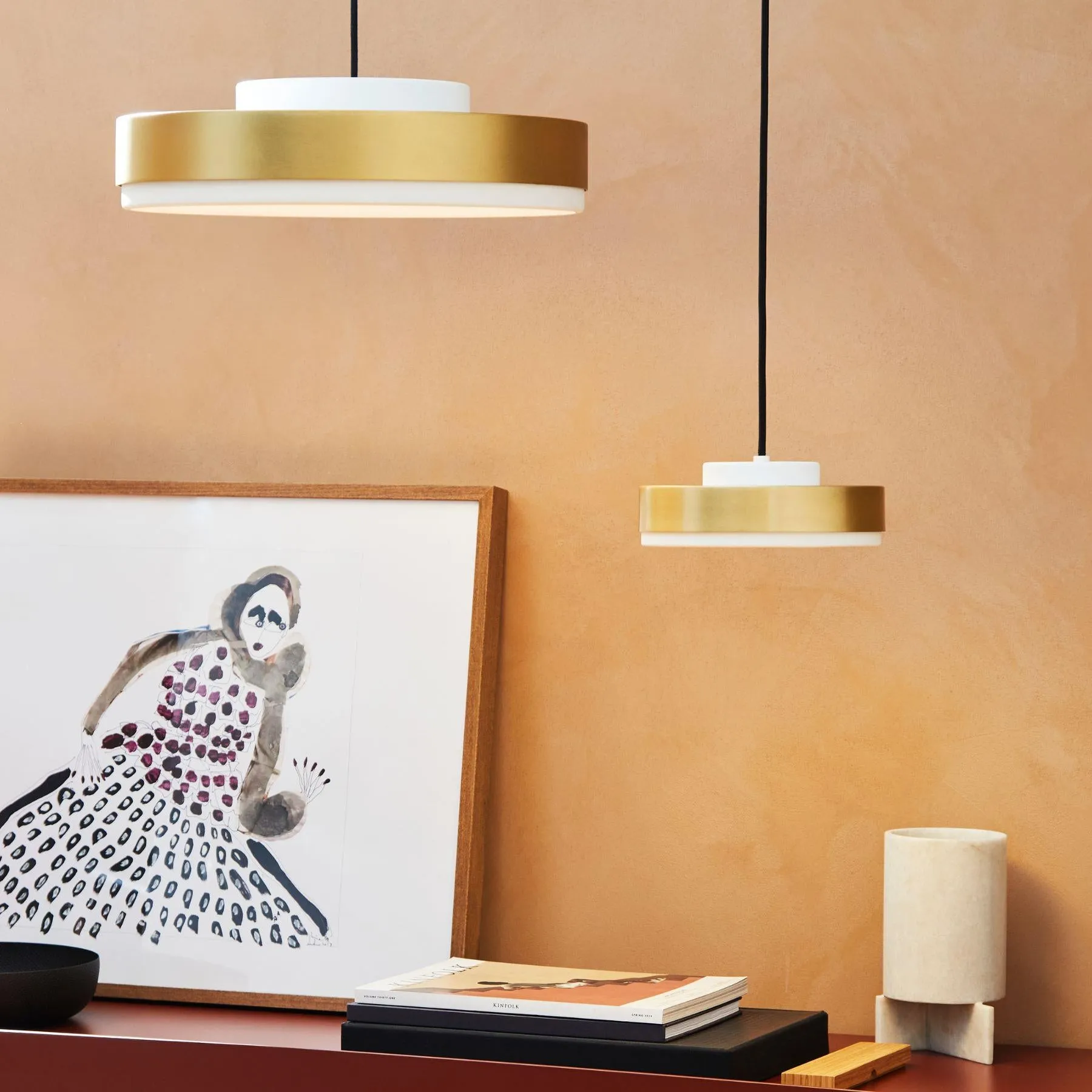 Large Pendant Light with Diffuser - White, Metal