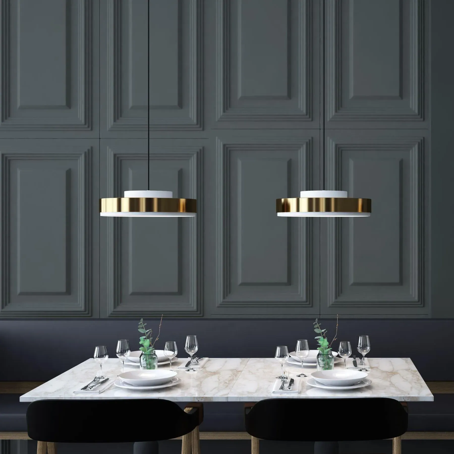 Large Pendant Light with Diffuser - White, Metal