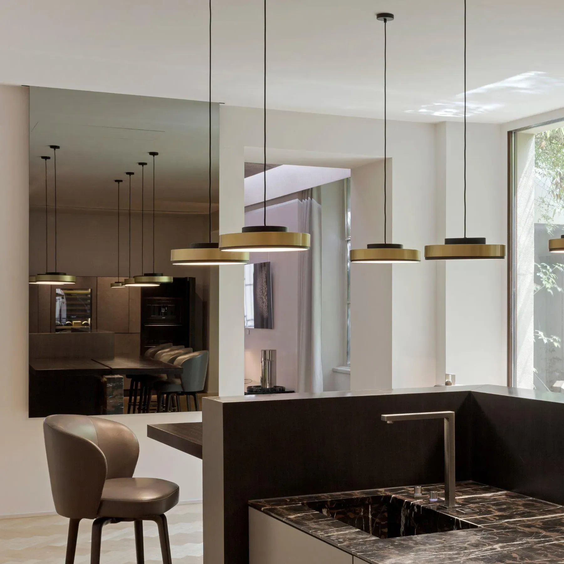 Small Pendant Light with Diffuser - Black, Metal