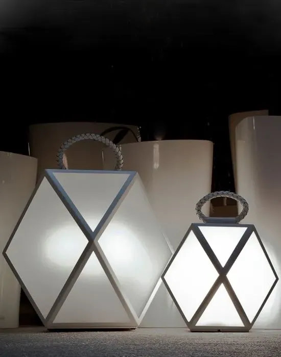 Small Portable Outdoor Lantern - White