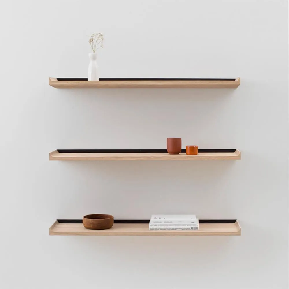 Medium Wall Shelf - Black, Oak Wood