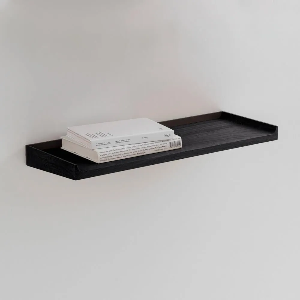 Medium Wall Shelf - Black, Oak Wood