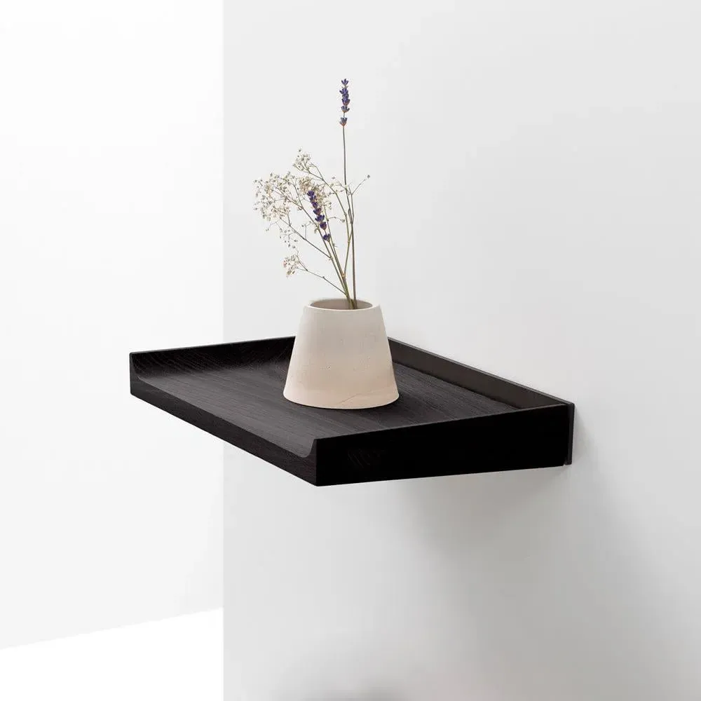 Small Wall Shelf - Black, Oak Wood image
