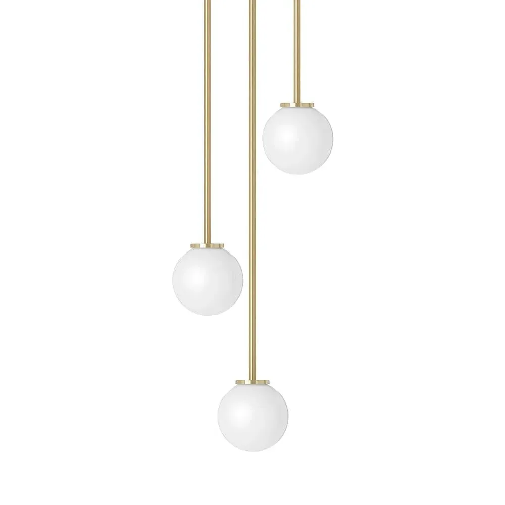 3-Light Cluster Pendant - Opal Glass, Metal image