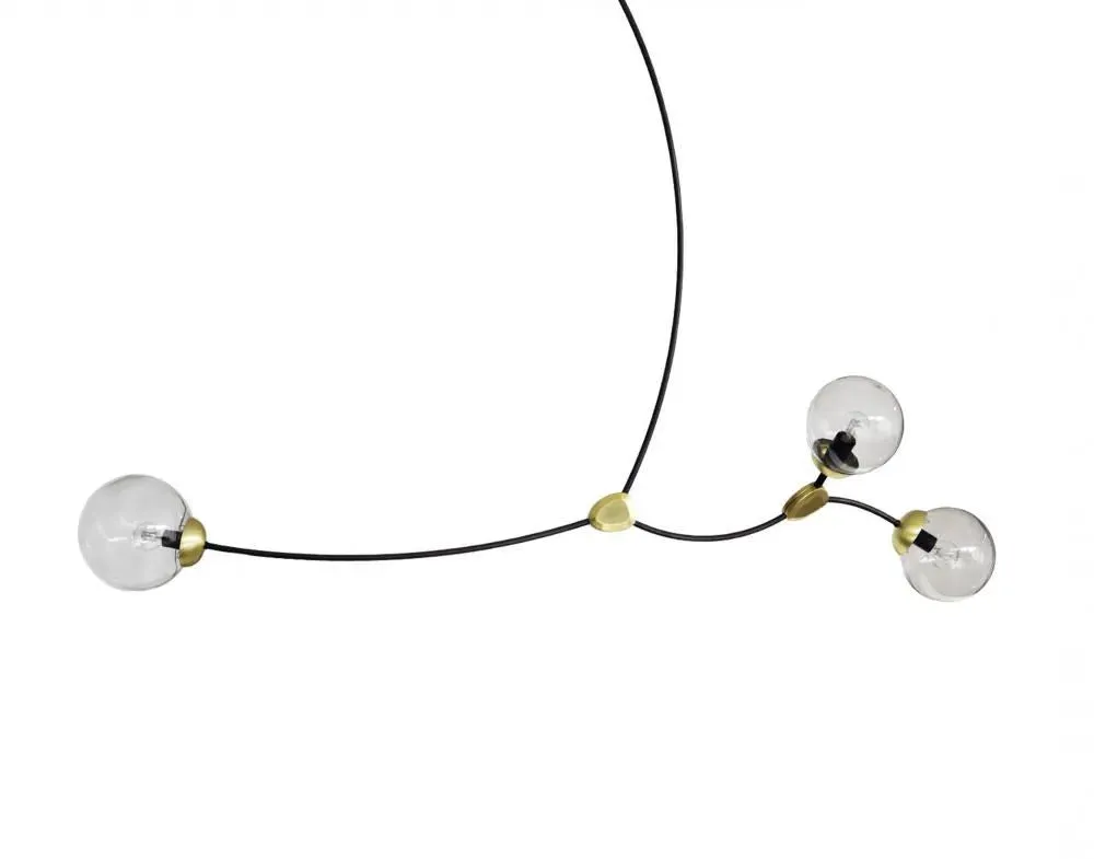3-Light Horizontal Pendant - Brass, Opal Glass