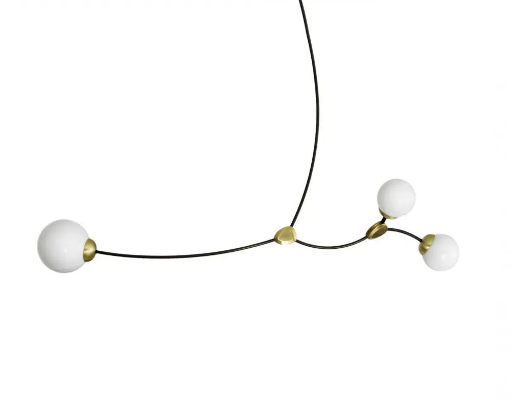 3-Light Horizontal Pendant - Brass, Opal Glass image