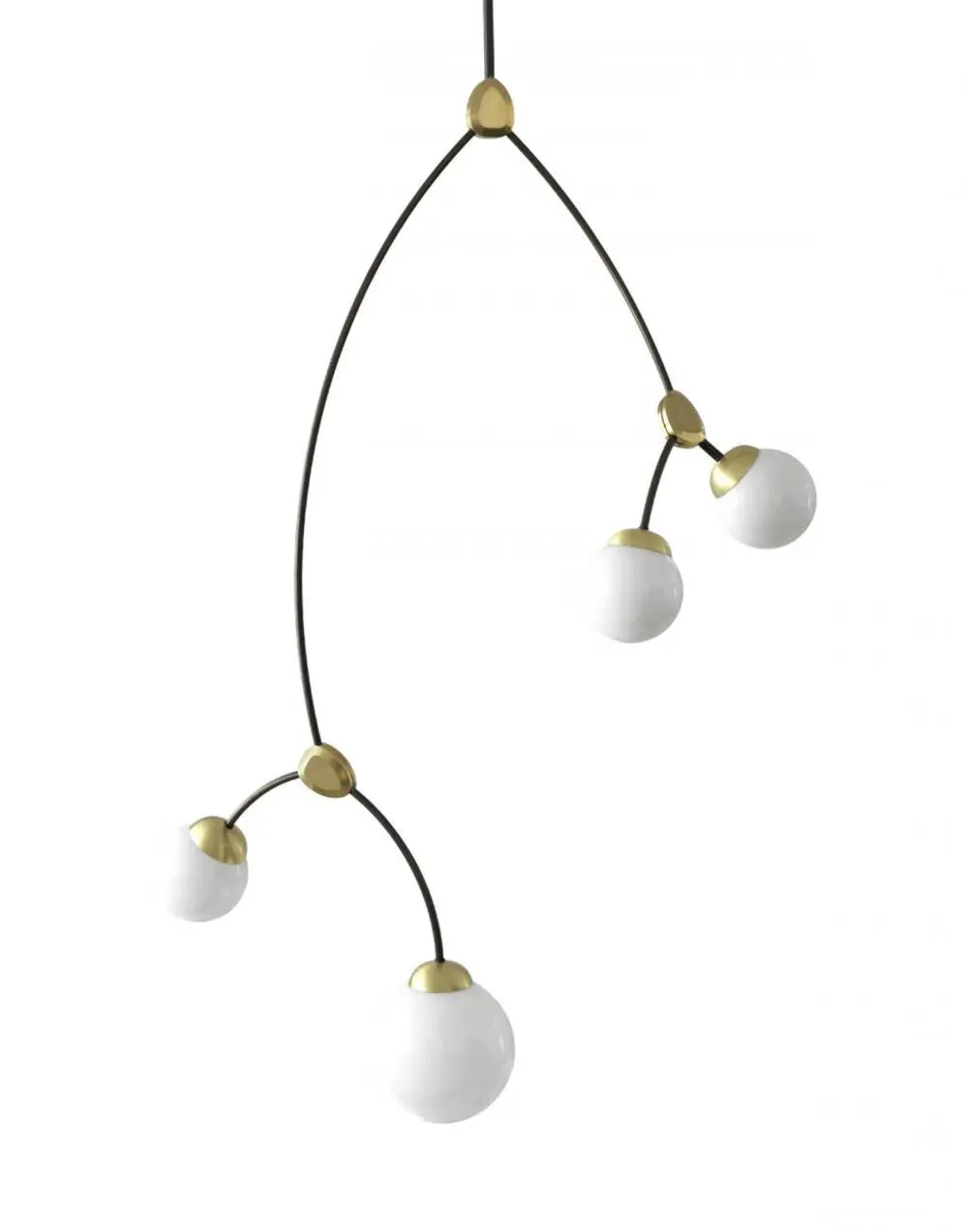 4-Light Vertical Pendant - Brass, Opal Glass