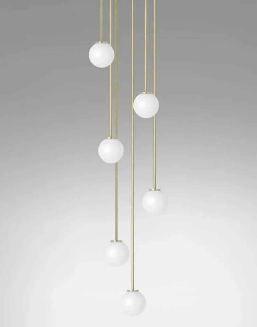 7-Light Cluster Pendant - Metal, Opal Glass