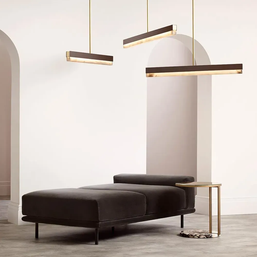 Artes Pendant Light 200cm - Bronze, Alabaster