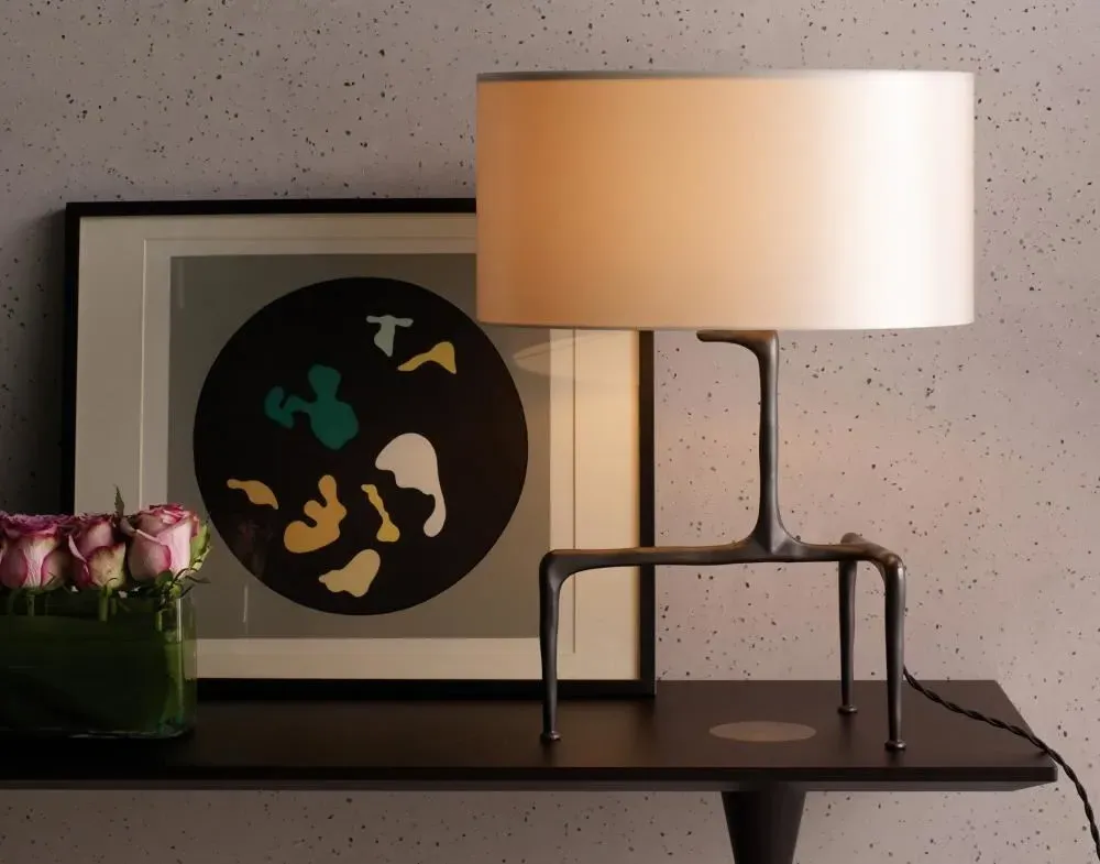 Braque Table Lamp - Antique Brass, White Linen