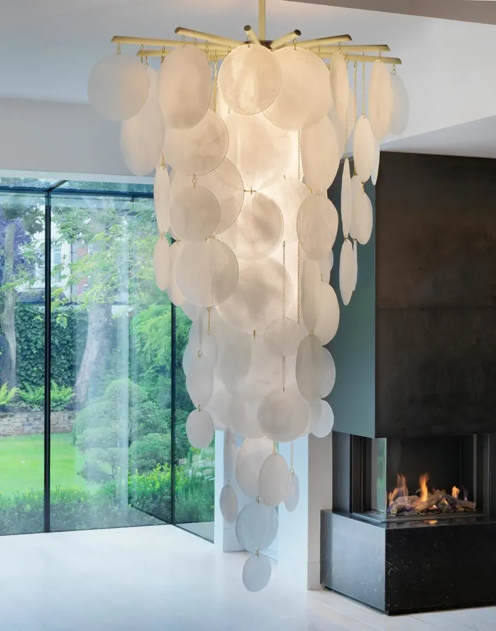 Cascade Chandelier with Glass Droplets - Brass