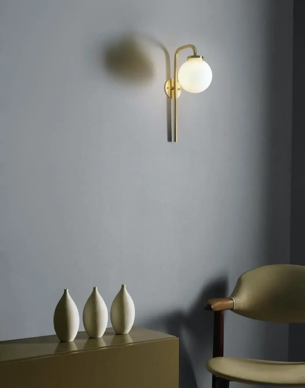 CTO Big Bulb Opal Table Lamp - Polished Nickel, Glass