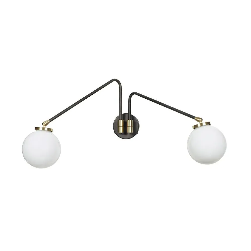 Double Wall Light with Rotating Arms - Brass