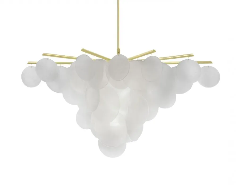 Large Chandelier with Glass Droplets - Brass