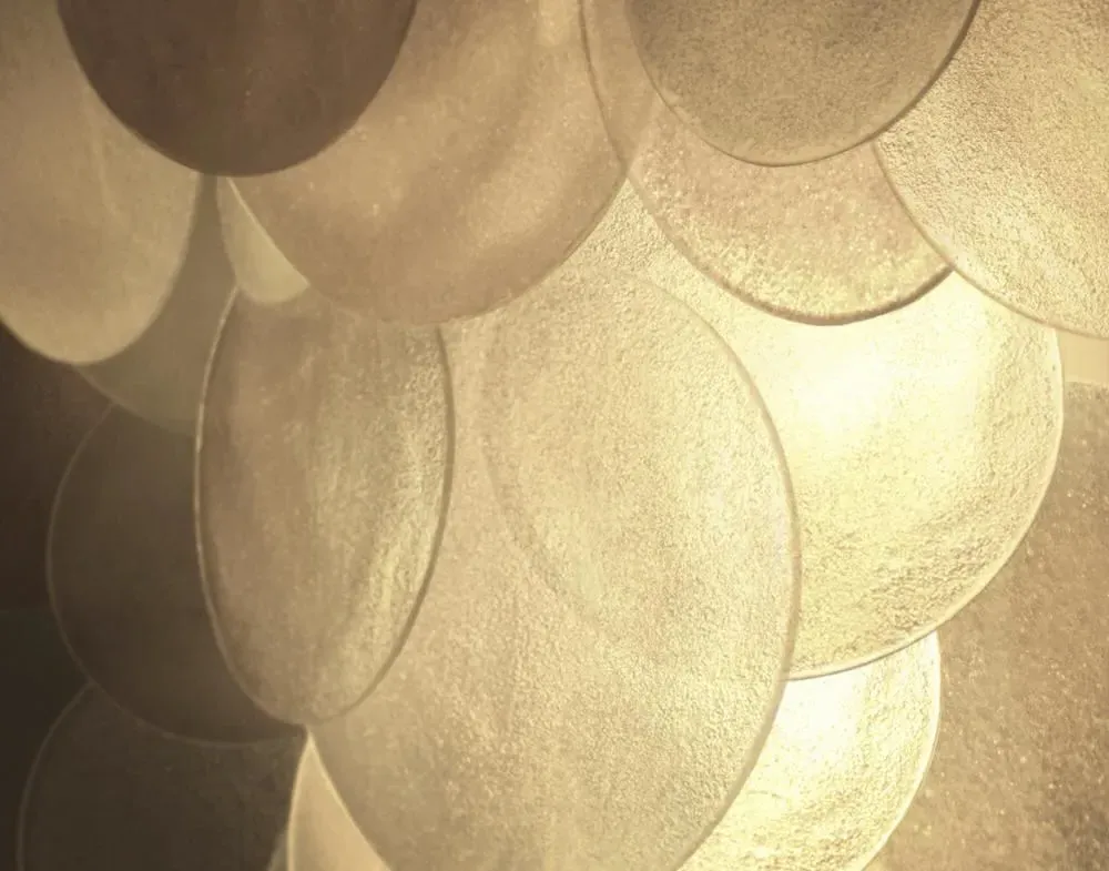 Large Chandelier with Glass Droplets - Brass