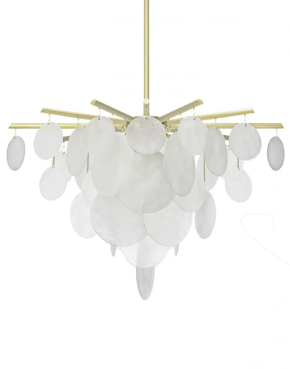 Medium Chandelier with Glass Droplets - Brass