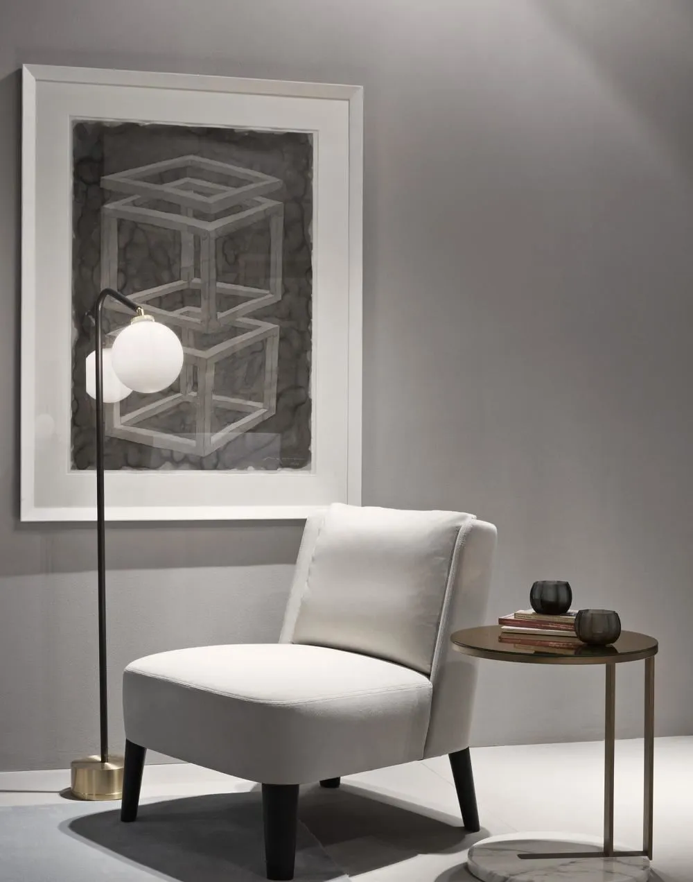 Oscar Floor Light - Satin Brass, Glass