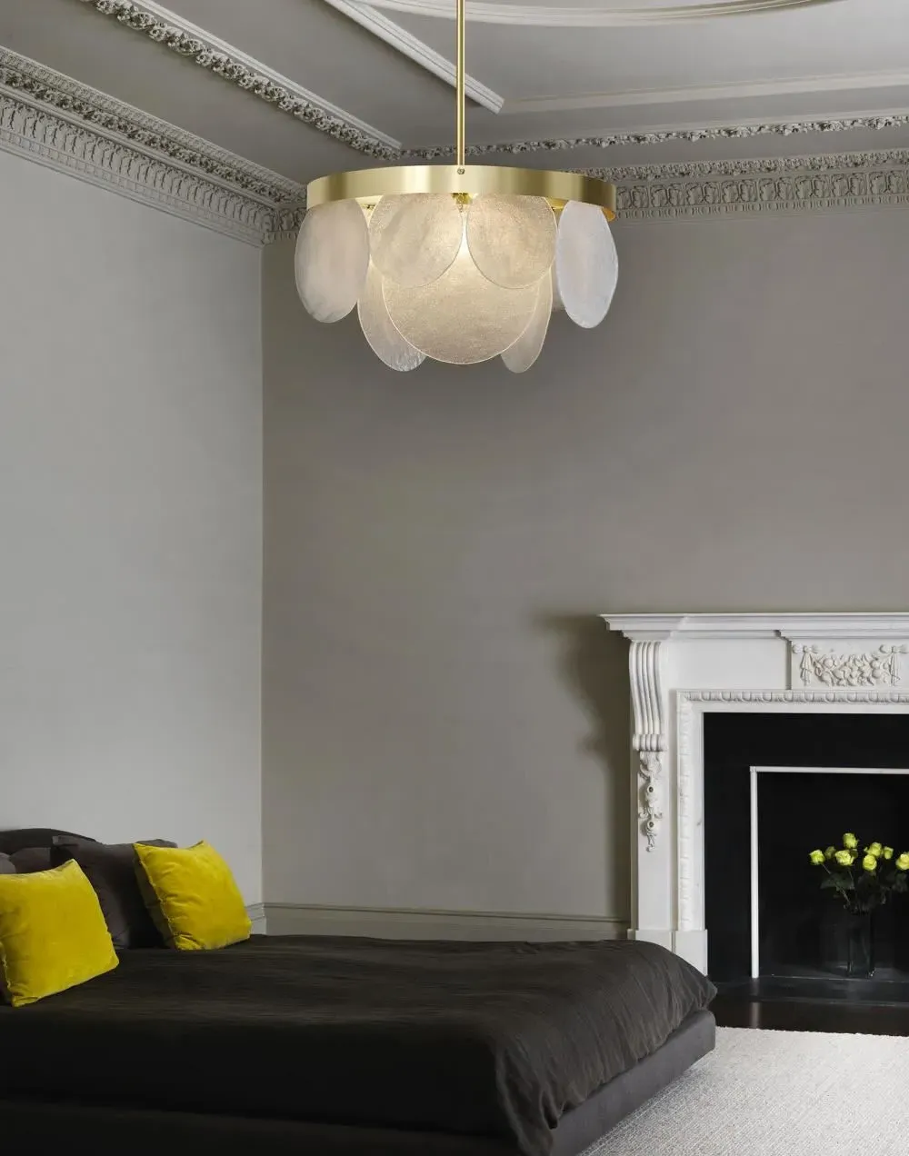 Sasha Chandelier - Satin Brass, Handmade Glass