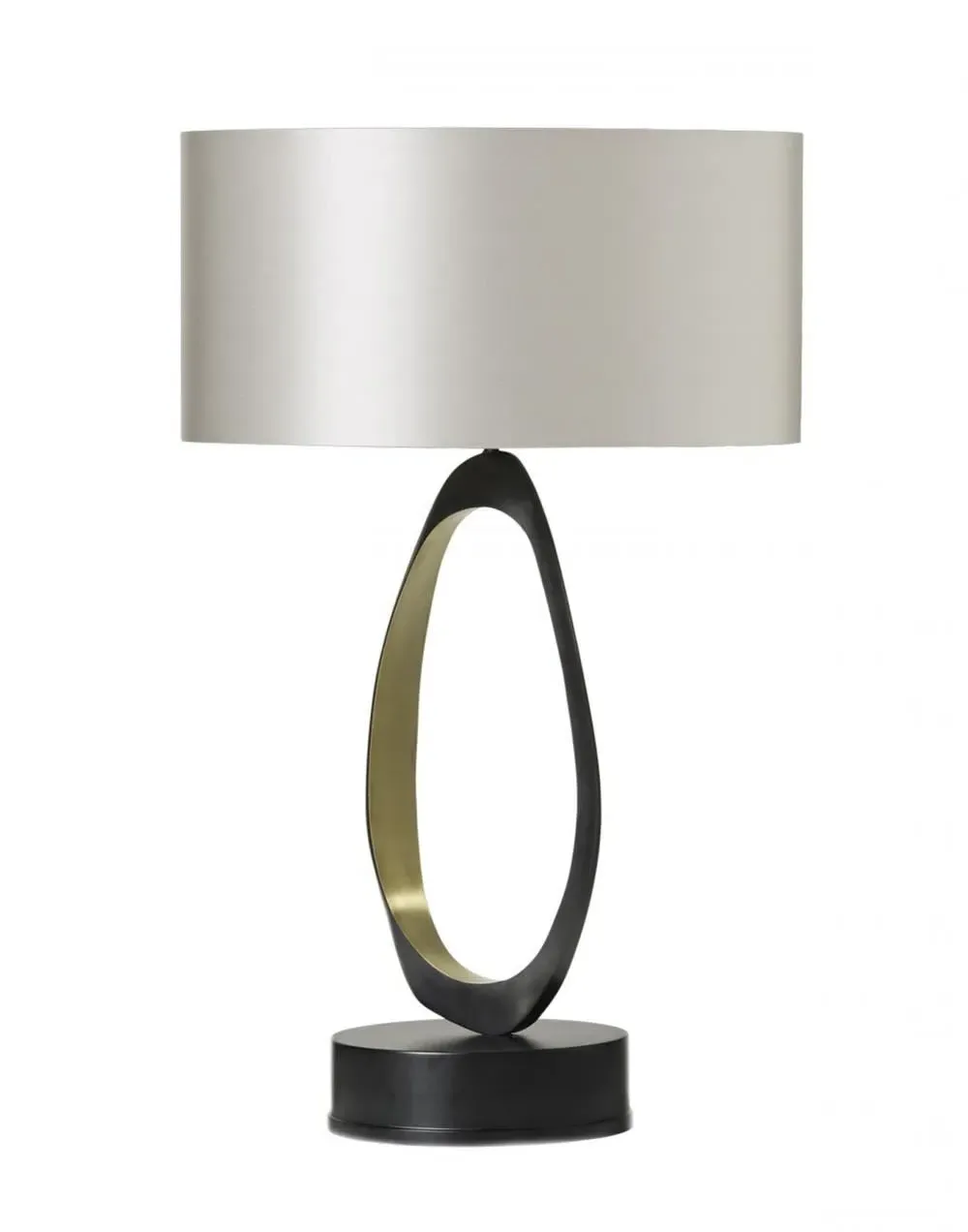 Table Lamp Hand-Casted - White, Linen Shade image