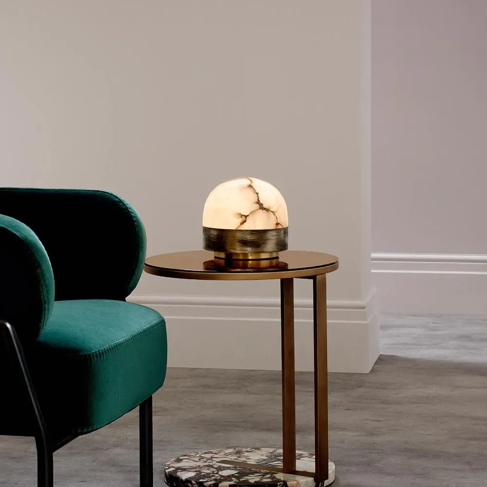 Table Lamp with Alabaster Shade - Brass, Metal