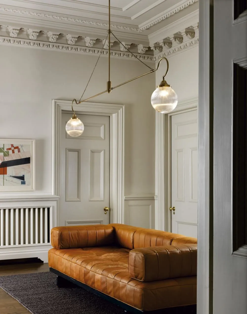 Two Arm Pendant Light - Antique Brass, Metal