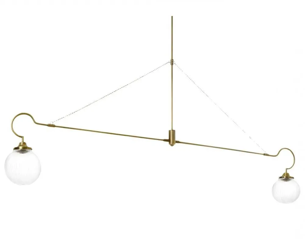 Two Arm Pendant Light - Antique Brass, Metal image