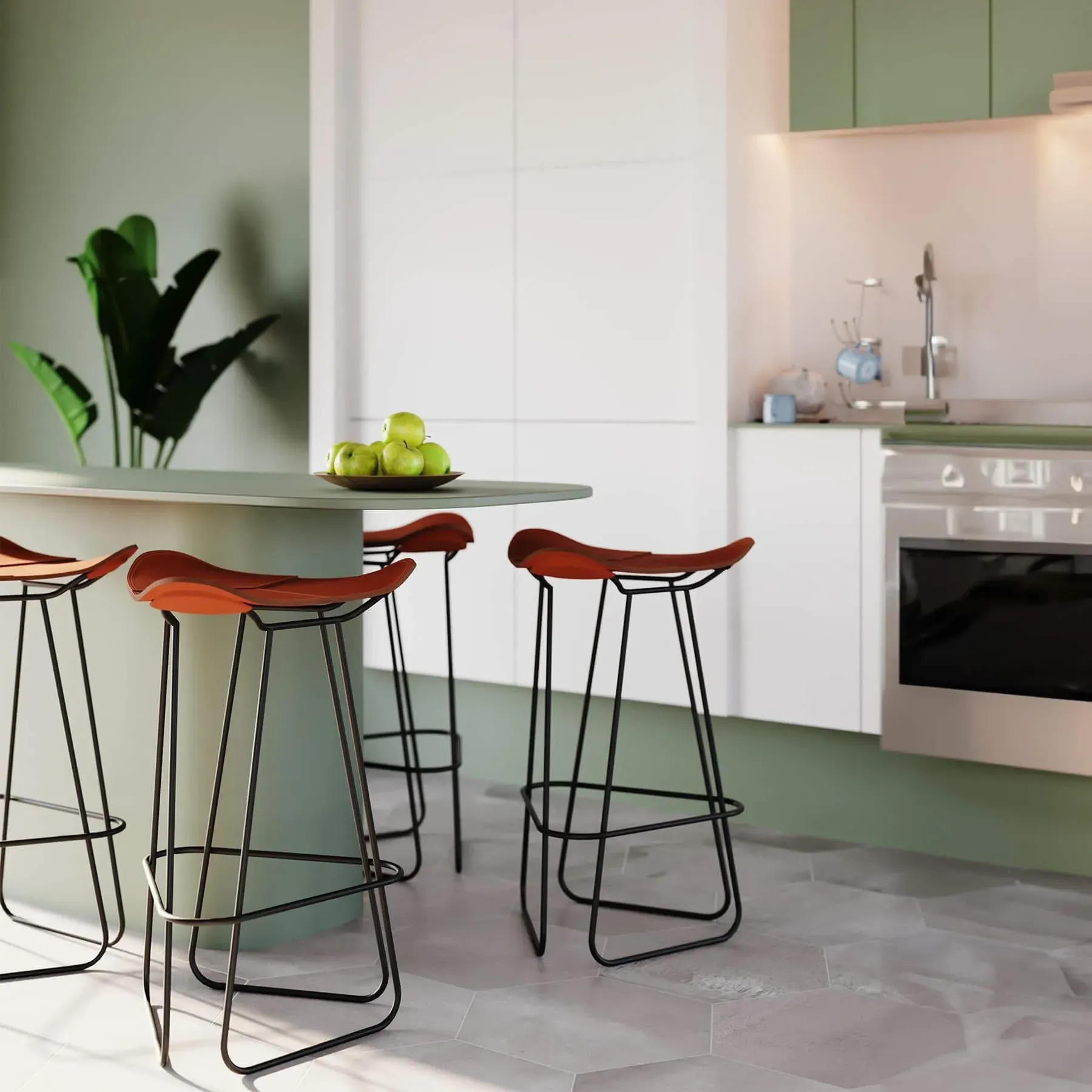 Barstool with Steel Frame - Polo, Leather