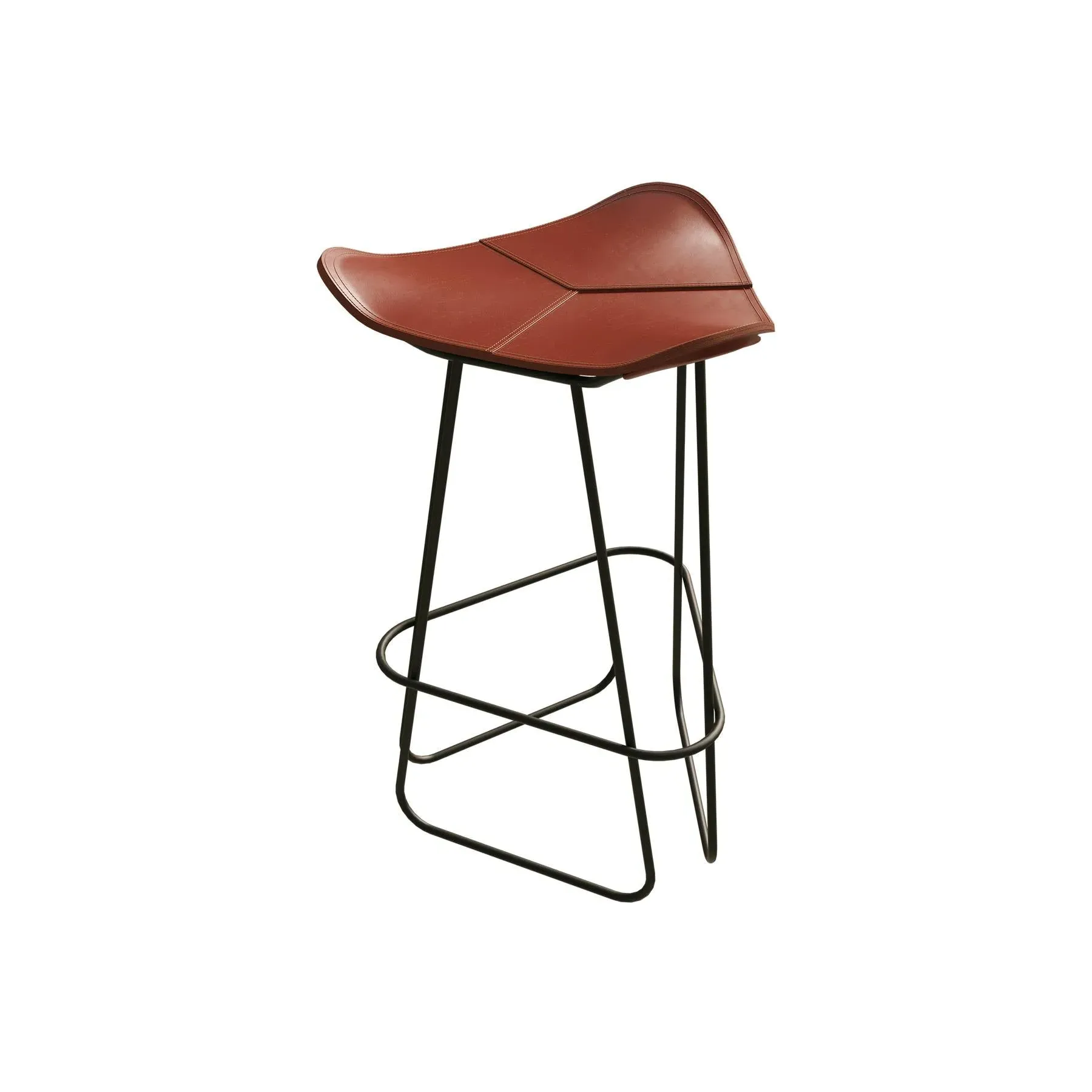 Barstool with Steel Frame - Polo, Leather