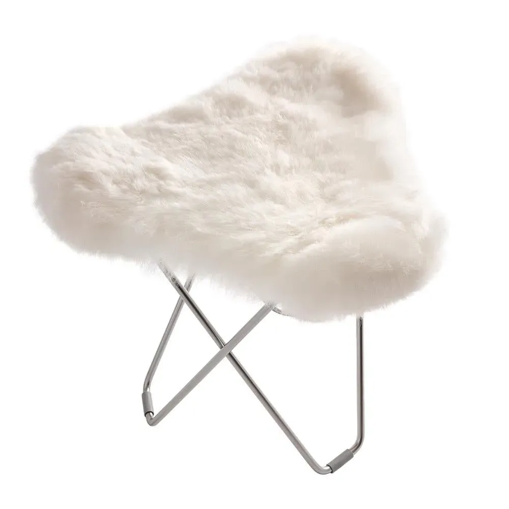 Flying Goose Stool Long Hair - Black, Sheepskin