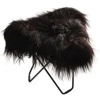 Flying Goose Stool Long Hair - Black, Sheepskin