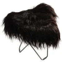 Flying Goose Stool Long Hair - Black, Sheepskin