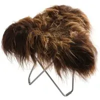 Flying Goose Stool Long Hair - Brown, Sheepskin