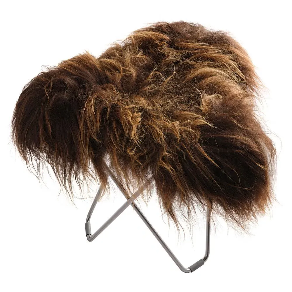 Flying Goose Stool Long Hair - Brown, Sheepskin