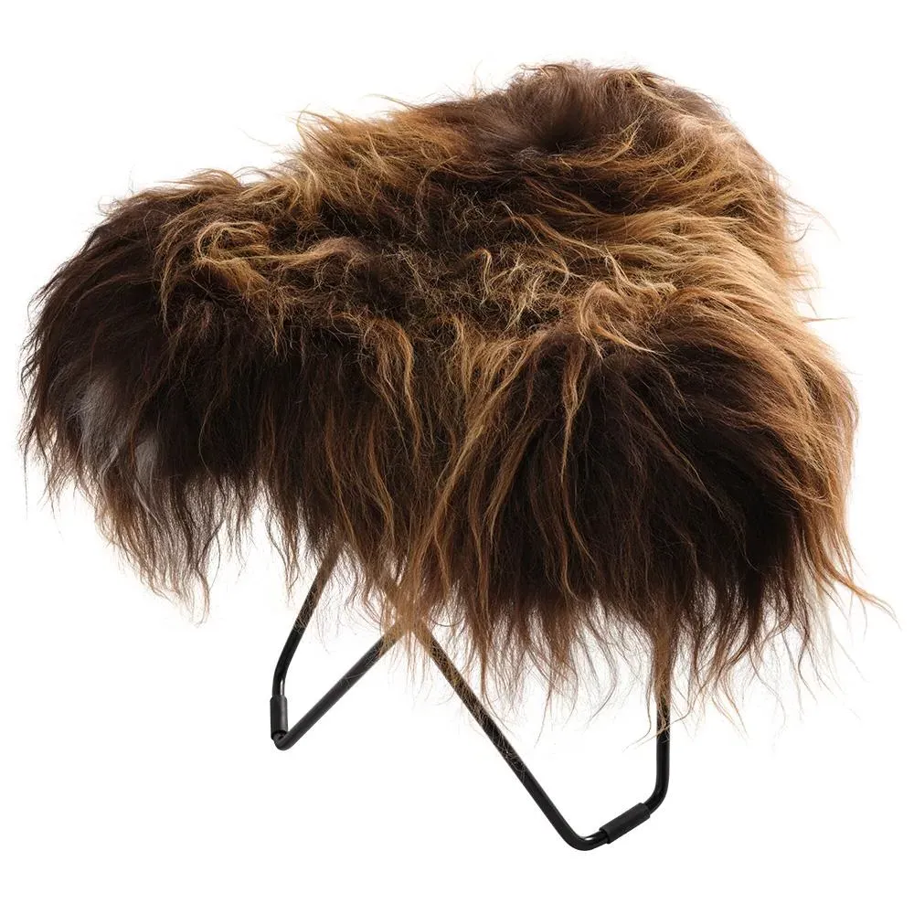 Flying Goose Stool Long Hair - White, Sheepskin