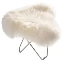 Flying Goose Stool Long Hair - White, Sheepskin